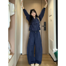 批发韩系少女休闲运动套装女<b class='q'>秋</b>季学生宽松显瘦时尚减龄连帽卫衣两件套