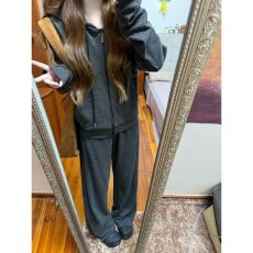 批发松弛感休闲运动套装女<b class='q'>秋</b>季韩版时尚宽松显瘦连帽卫衣阔腿裤两件套