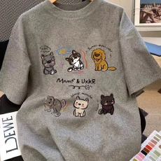 批发设计感灰色<b class='q'>T</b><b class='q'>恤</b>女<b class='q'>短袖</b>磨毛加厚新款宽松休闲半袖印花体恤上衣