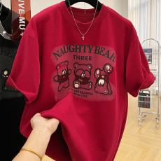 批发【丝棉双面绒】卡通印花磨毛圆领<b class='q'>短袖</b><b class='q'>T</b><b class='q'>恤</b>女半袖上衣体恤ins潮