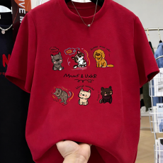 批发【丝棉双面绒】卡通印花磨毛圆领<b class='q'>短袖</b><b class='q'>T</b><b class='q'>恤</b>女半袖上衣体恤ins潮