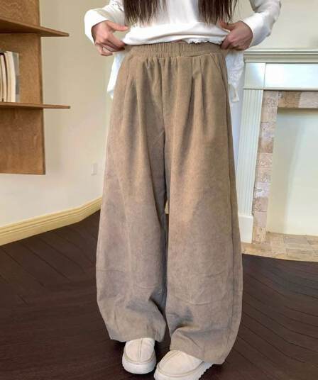 털이 있는 코듀로이 폭발 레트로 느긋한 바람 야마모토 바지 구덩이 기사 펌프 Pleat 루즈핏 캐주얼 바지