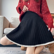 批发<b class='q'>蕾丝</b>针织百褶半身裙女春季2026新款小个子高腰显瘦休闲a字短裙