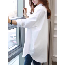 批发2026衬衫女春款<b class='q'>中长款</b>叠穿内搭打底衫大码设计感小众休闲白衬衣女