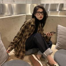 批发复古港味<b class='q'>格子衬衫</b>女春秋2026新款设计感小众百搭显瘦长袖衬衣外套