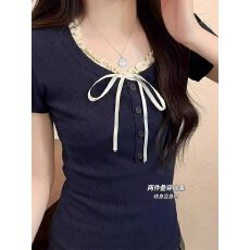 批发【40支纯棉220克】木耳边正肩t恤女短袖内搭显身材上衣