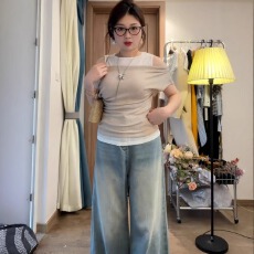 批发原版面料+<b class='q'>假两件</b>法式甜酷拼接高级设计感别致短袖t恤