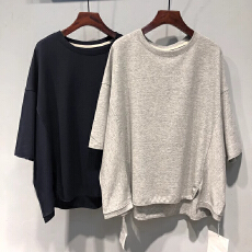 批发21支超爽棉220克特大码240斤前短后长<b class='q'>蝙蝠</b>袖设计感T恤