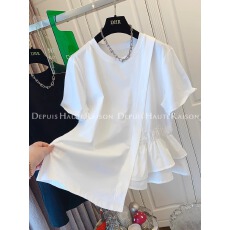 批发21支超爽棉220克特<b class='q'>大码</b>240斤法式甜美拼接短袖t恤<b class='q'>女</b>