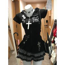 批发日系可爱亚文化套装夏日宅系连帽上衣短袖女<b class='q'>蓬蓬</b>蛋糕裙短裙两件套