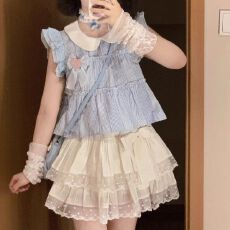 批发夏季新款两件套装<b class='q'>日系</b>小个子<b class='q'>甜美</b>学院风格子拼接上衣蛋糕半身裙女