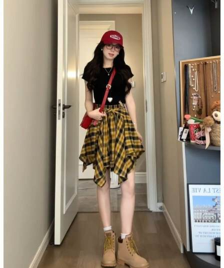 여름 도파민 착용 가져 가라. 전체 집합 패션 한 부서 느긋한 바람 고유 한 아름다운 품격 투피스 슈트 치마