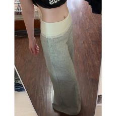 蕾丝翻边腰头设计感加绒阔腿裤女秋冬宽松运动裤