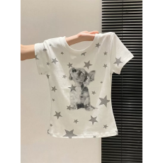 批发【印花/纯棉220克精梳紧密】短袖T恤女