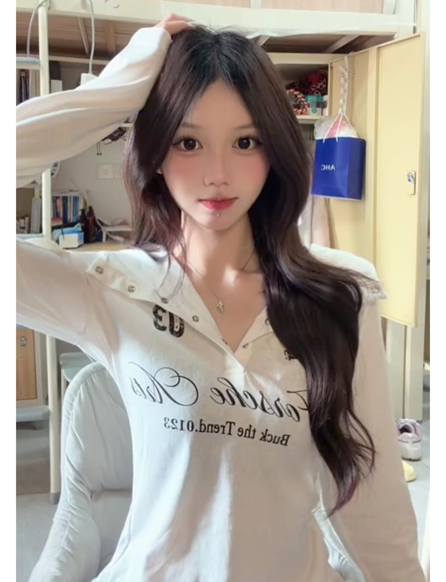 원본 솜씨 이중층 모자 광저우 눈꽃 면 자외선 차단 블라우스 여성