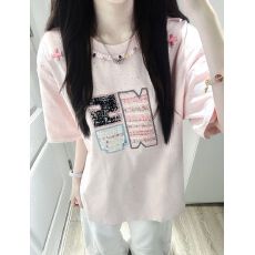 批发小香风刺（广州彩点面料） 短袖t恤女