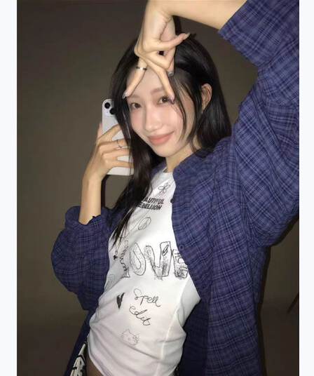파란색 격자 무늬 셔츠 여성 코트 2026 봄 여름 새로운 프랑스식 레트로 느긋한 바람 긴팔 외출용 셔츠 맨위