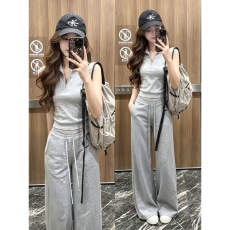 批发初夏绝美无袖<b class='q'>运动服</b>套装女韩系松弛感上衣阔腿裤休闲装ootd两件套