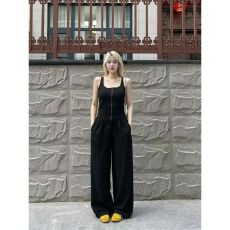 批发美式辣妹<b class='q'>运动</b>套装女夏修身显瘦<b class='q'>时尚</b>炸街背心上衣阔腿裤休闲两件套