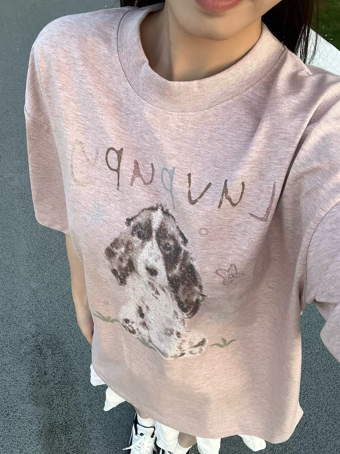 광저우 눈꽃 면 반팔 여성
