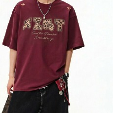 批发32支双纱纯棉短袖t恤男女潮牌情侣装夏刺绣宽松圆领上衣