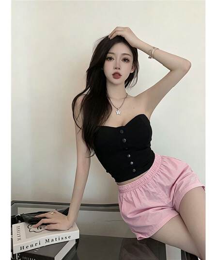 운동 캐주얼 바지 여성 의류 여름 작은 키 다용도 슬림해 보이는 바지 반바지 핫걸 타이트 스커트 핫 바지