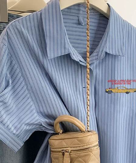 긍정적 인 어깨 반팔 셔츠 남자 여자 여름 2026 새로운 폭발 프랑스식 루즈핏 맨위 POLO 칼라 맨위