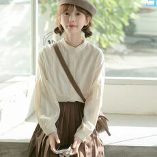 批发设计感长袖衬衫<b class='q'>女</b>2026秋装<b class='q'>新款</b>灯笼袖上衣日系甜美立领宽松衬衣