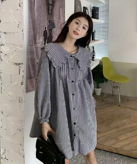 디자인 센스 작은 대중 베이비 칼라 여성 드레스 봄 가을 2026 새로운 레트로 프랑스식 슬림해 보이는 긴팔 루즈핏 셔츠