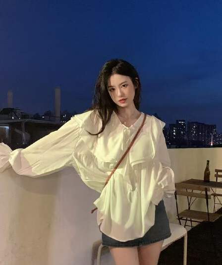 프릴 인형 셔츠 치마 아이들 봄 여름 가을 새로운 달콤함 연령 감소 루즈핏 슬림해 보이는 쉬폰 드레스 미니 스커트