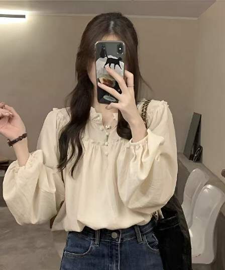 조기 가을 2026 년 새로운 프랑스식 레트로 디자인 센스 작은 대중 긴팔 프릴 셔츠 여성 의류 달콤함 맨위