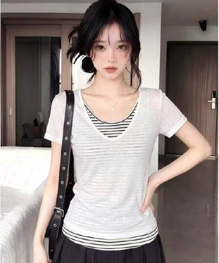 정가 광저우 원단 반팔 티셔츠 여성
