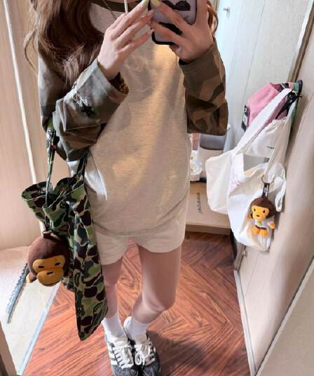 원본 솜씨 순면 220 그램 긴팔 티셔츠 여성