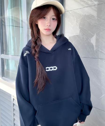 얇은 스타일 모자 접착제 표준 이후 패키지 칼라 순수한 Mianhua 면 복합 후드티 여성