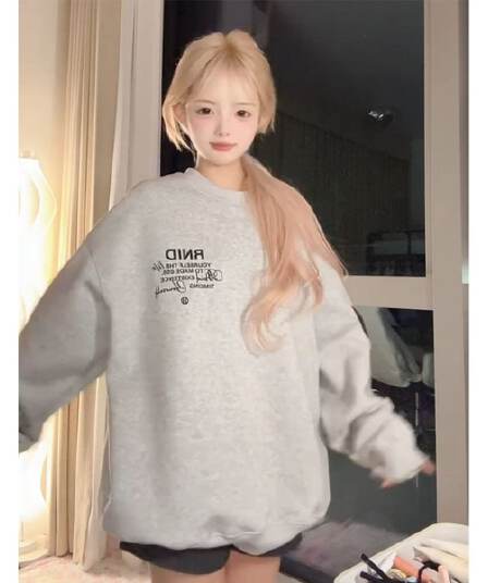 얇은 스타일 이후 패키지 칼라 순수한 Mianhua 면 복합 후드티 여성