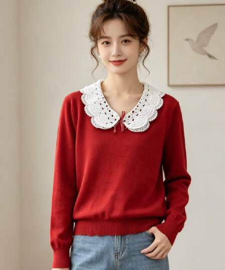 2026 일본식 달콤한 자매 베이비 칼라 자수 나비 매듭 패치워크 긴팔 오픈 가디건