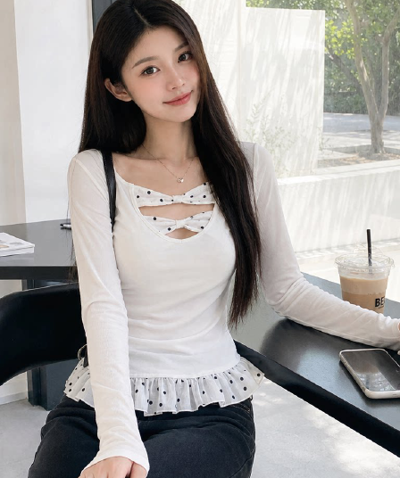 1.1 명 면 260 그램 긴팔 티셔츠 여성