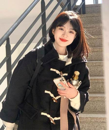 있음 뜨거운 이중층 모자 360 그램 롱 코트 소뿔 버클 여성 모직 외투 가을 겨울철 그는 벤 바람