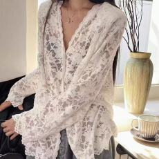 批发长袖衬衫女2026秋季新款高级感爆款打底衫高级感甜辣镂空<b class='q'>蕾丝</b>上衣