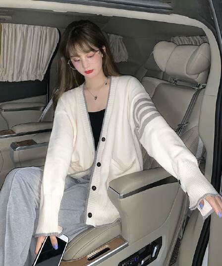 2026 가을 중간 길이 오픈 가디건 여성 화이트 니트 맨위 루즈핏 가을 스웨터 코트 느긋한 바람