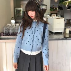批发撞色星星提花针织<b class='q'>开衫</b>女秋季2026新款洋气减龄休闲上衣 m6619