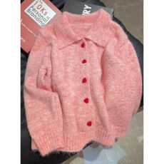批发港风POLO领纽扣开衫毛衣女<b class='q'>春</b>秋冬慵懒风软糯百搭针织衫