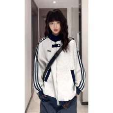 批发【华棉复合】美式三条杠立领<b class='q'>外套</b><b class='q'>男</b>女秋季重磅痞帅棒球服运动<b class='q'>夹克</b>
