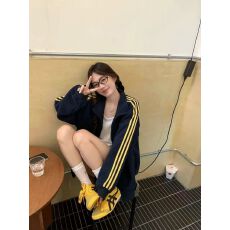 批发美式棒球撞色<b class='q'>卫衣</b>长袖加绒加厚复古宽松BF外套小个子上衣<b class='q'>开衫</b>百搭