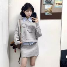 批发学院风穿搭一整套装连衣裙子秋季2026秋<b class='q'>冬</b>新款女装高级感卫衣短裙
