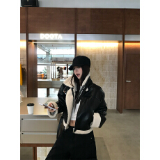 批发实拍实价皮毛一体厚外套女冬季保暖立体加绒皮衣<b class='q'>秋</b>冬皮夹克加厚