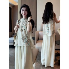 批发高级感无袖<b class='q'>衬衫</b>女夏季2026新款时尚气质碎花<b class='q'>T</b><b class='q'>桖</b>棉麻上衣