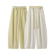 批发韩版运动休闲弯刀<b class='q'>裤</b>撞色松紧腰慵懒百搭阔腿工装九分<b class='q'>裤</b>