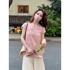 批发新中式国风时尚休闲粉色甜美<b class='q'>衬衫</b>2026夏季设计感减龄气质<b class='q'>显瘦</b>上衣