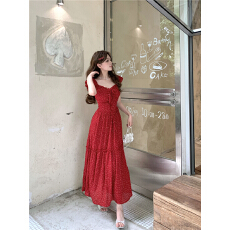 批发连衣裙<b class='q'>夏</b>季收腰设计感日常明媚小飞袖露背海边度假长裙